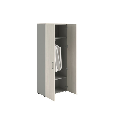 Шкаф NW 2080L гардеробный закрытый белое дерево/серый